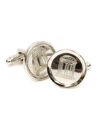 Old Well Rhodium Rimmed Cufflinks