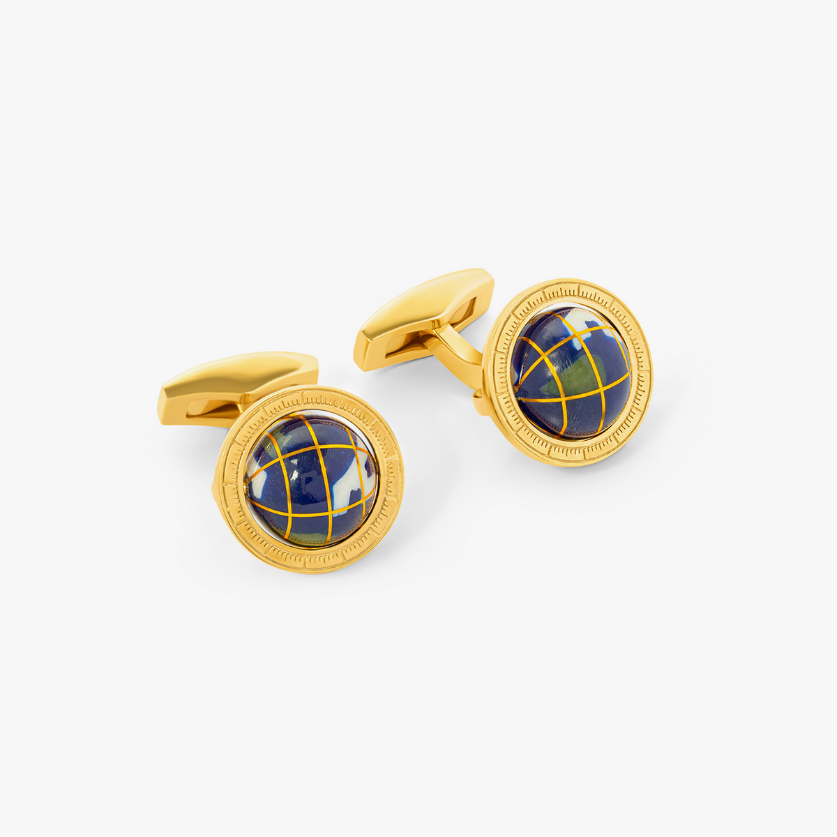 Tateossian Yellow Gold Plated Sterling Silver Blue Lapis Globe