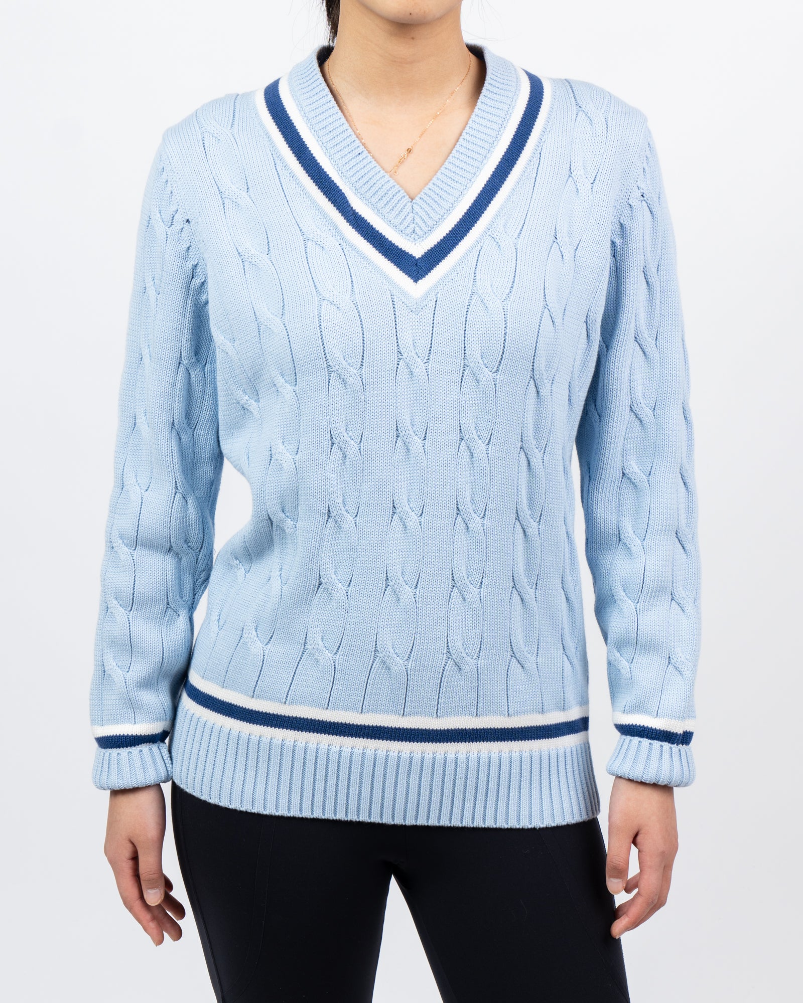 Alan Paine Lt.Blue Cotton Cricket Sweater