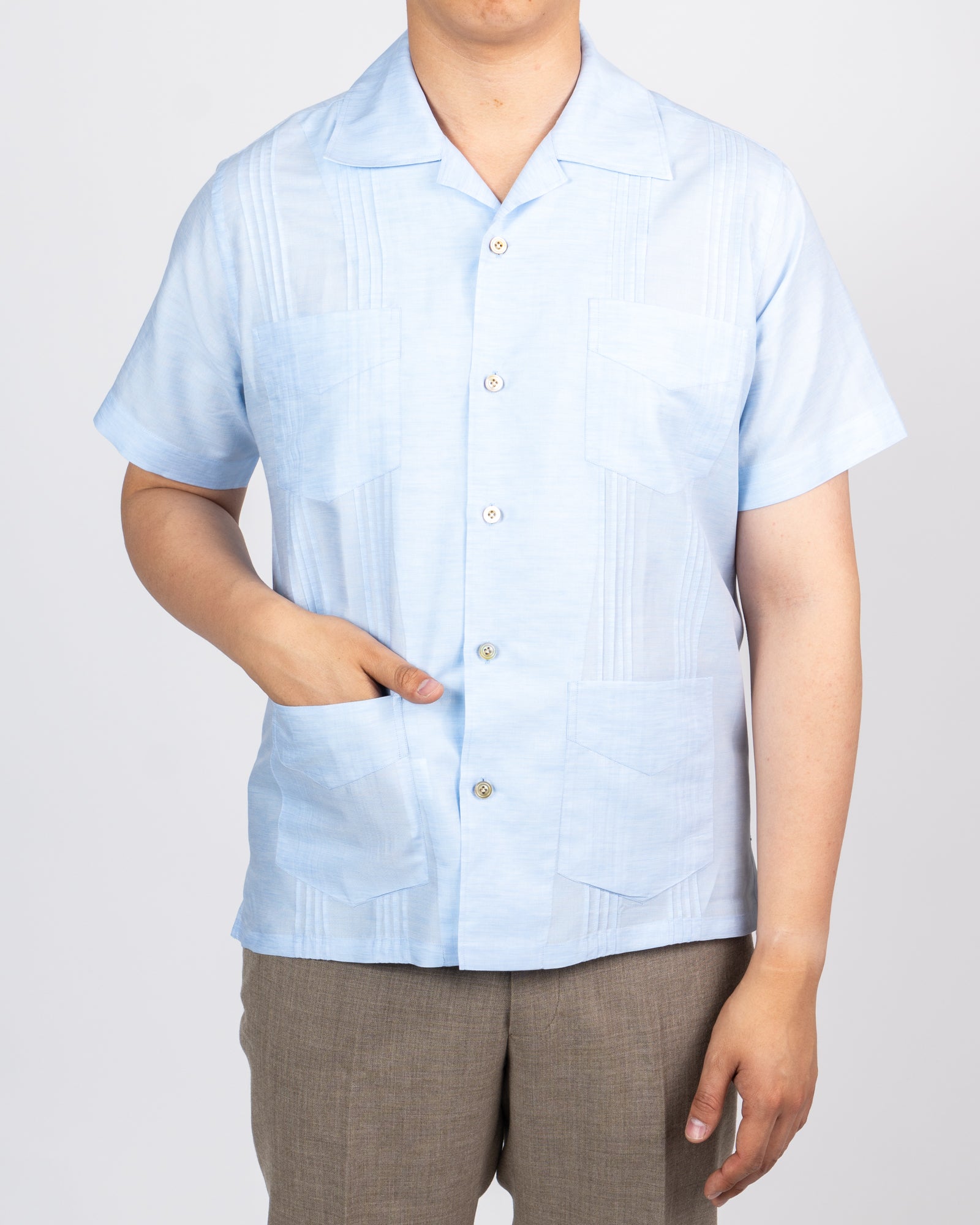 Guayabera Lt.Blue Cotton/Linen Shirt – Julian's