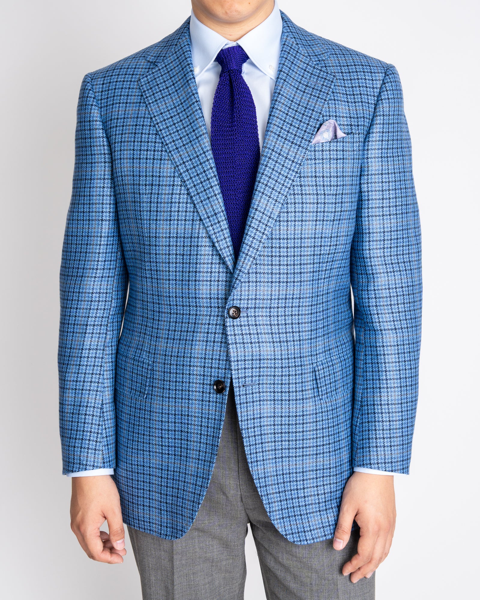 ☆サルトリア ラトーレ 48 シアサッカー ジャケット DECO ブルー Nikky x Julian's Roy Shepherds Check Sportcoat