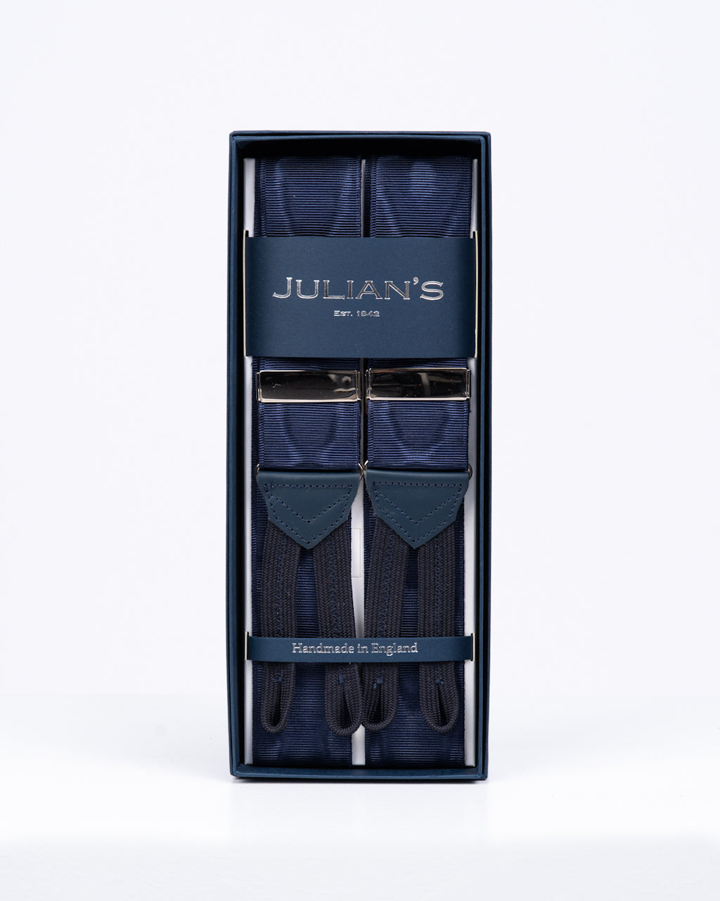 Navy Moiré Silk Braces – Julian's